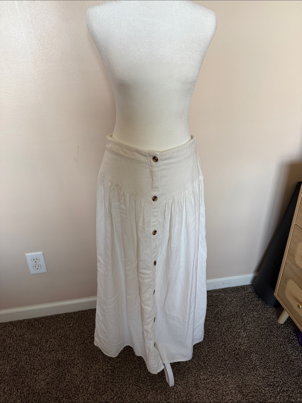 LC Lauren Conrad Ivory Button-Front Maxi Skirt